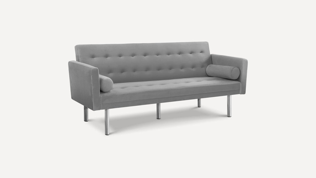 Leather Sleeper Sofa with Square Arm, Functioning Futon Sleeper Wood Frame with Metal Mechanisms and Legs for Home Office