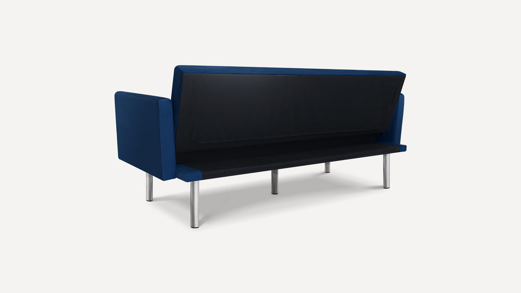 Velvet Sleeper Sofa with Square Arm, Functioning Futon Sleeper Wood Frame with Metal Mechanisms and Legs for Home Office