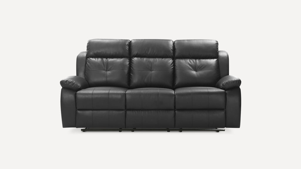 BSHTI Faux Leather Pillow Top Arm Reclining Sofa 3 Seater